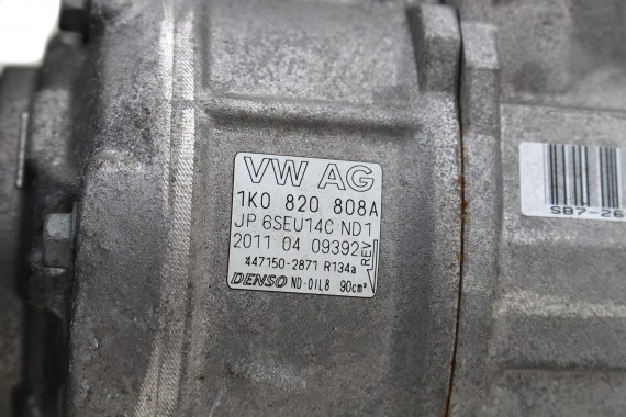 VW AUDI SKODA POMPA KLIMY KLIMATYZACJI 1K0820808A 1K0820808AX 1K0 820 808 A AX producent DENSO SPRĘŻARKA silnik benzyna 2.0 TFSi
