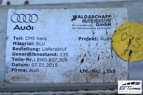 AUDI A4 A5 BELKA ZDERZAKA TYŁ 8W0807309 8W0807309A 8W0 807 309 8W B9 F5 wzmocnienie 8W0807309F 8W0807309G 8W0807309 8W0807309A