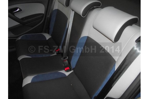 VW POLO FL GT LIFT FOTELE KOMPLET FOTELI siedzeń siedzenia tapicerka 6C 6C4 6C0 5-drzwiowy skóra welur kolor czarno-niebieskie