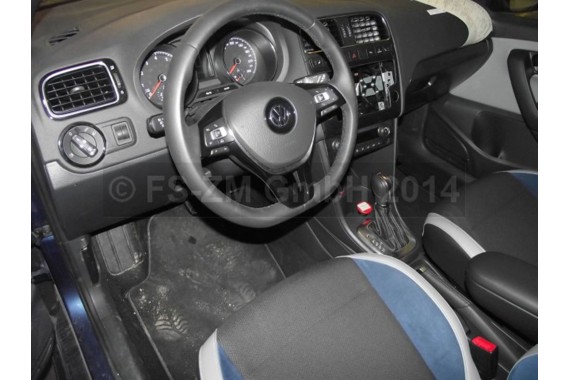 VW POLO FL GT LIFT FOTELE KOMPLET FOTELI siedzeń siedzenia tapicerka 6C 6C4 6C0 5-drzwiowy skóra welur kolor czarno-niebieskie