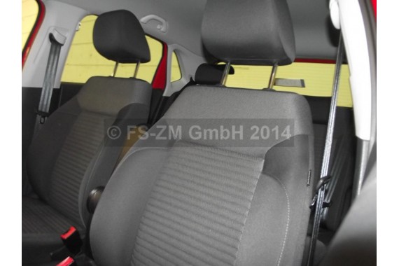 VW POLO FOTELE KOMPLET FOTELI siedzeń siedzenia tapicerka 6R 6R4 6R0 5-drzwiowy welur w kolorze czarno-szarym