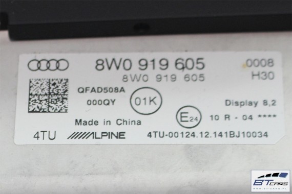 AUDI A4 A5 MONITOR EKRAN LCD WYŚWIETLACZ 8W0919605 8W0 919 605 8"25 CALA 8W1919605  8W1919605 MMI HIGH 8W F5 8W0919605 8W1919605