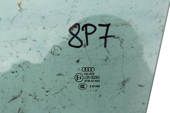 AUDI A3 SZYBA DRZWI LEWE 8P7845201 lewa przód 8P7 845 201 przednia kierowcy rok 2007 kolor E6 AS2 zielony 8P7 CABRIO 8P7845201