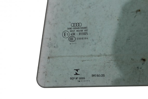 AUDI A4 SEDAN SZYBA DRZWI LEWE 8W5845205 tył 8W5 845 205 lewa tylna kolor E1 zielony drzwiowa rok 2014 B9 8W 8W5845205 8W5845205