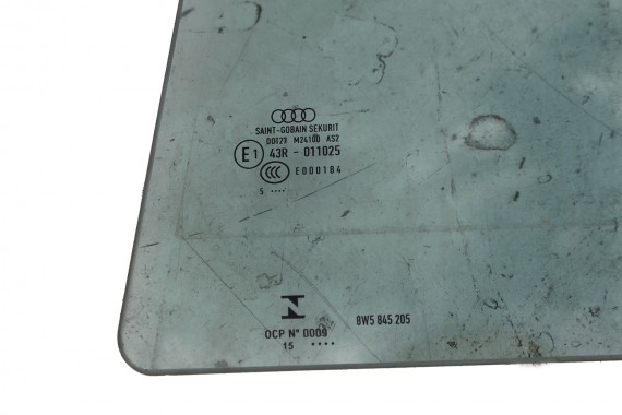 AUDI A4 SEDAN SZYBA DRZWI LEWE 8W5845205 tył 8W5 845 205 lewa tylna kolor E1 zielony drzwiowa rok 2015 B9 8W 8W5845205 8W5845205
