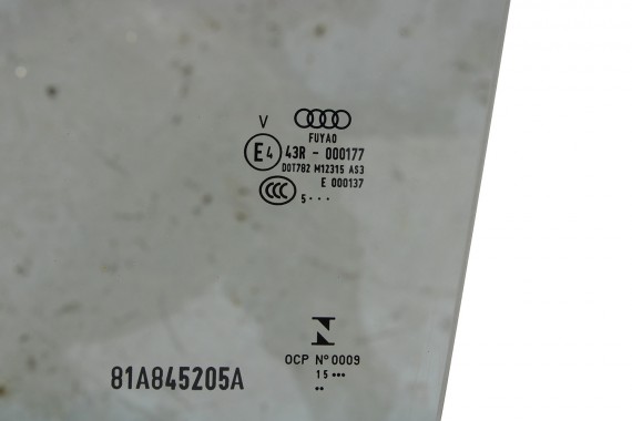 AUDI Q2 SZYBA DRZWI LEWE 81A845205A tył 81A 845 205 A tylna E4 AS3 przyciemniana drzwiowa 2015 81A845205A 81A845205A 81A845205A