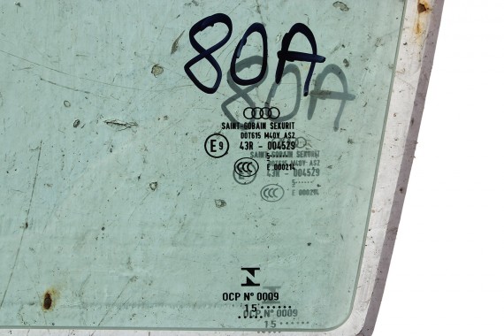 AUDI Q5 SZYBA DRZWI LEWE 80A845205 lewa tylna drzwiowa rok produkcji 2015 zielona E9 AS2 80A 845 205  80A FY