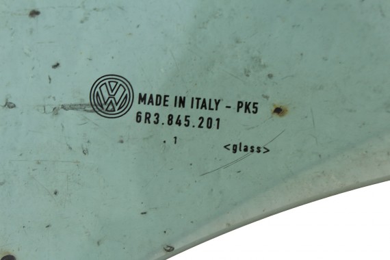 VW POLO SZYBA DRZWI LEWE 6R3845201 lewa przód przednia 6R3 845 201 kierowcy rok 2011 E1 AS2 zielony wersja 3-drzwiowa 6R 6C