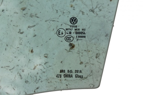 VW POLO SZYBA DRZWI LEWE 6R0845201A lewa przód przednia 6R0 845 201 A  kierowcy rok 2013 E4 AS2 zielony drzwiowa 6R4 6R 6C