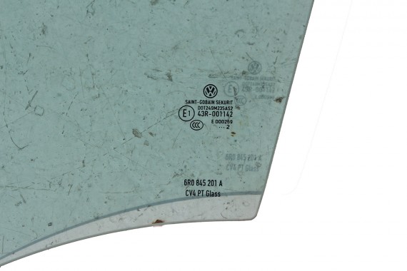 VW POLO SZYBA DRZWI LEWE 6R0845201A lewa przód przednia 6R0 845 201 A  kierowcy rok 2012 E1 AS2 zielony drzwiowa 6R4 6R6 6R 6C