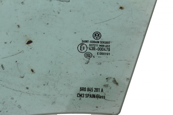 VW POLO SZYBA DRZWI LEWE 6R0845201A lewa przód przednia 6R0 845 201 A  kierowcy rok 2014 E9 AS2 zielony drzwiowa 6R4 6R6 6R 6C