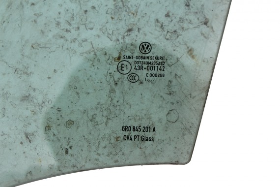 VW POLO SZYBA DRZWI LEWE 6R0845201A lewa przód przednia 6R0 845 201 A  kierowcy rok 2011 E1 AS2 zielony drzwiowa 6R4 6R6 6R 6C
