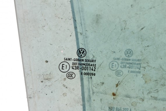 VW POLO SZYBA DRZWI PRAWE 6R0845202A prawa przód przednia 6R0 845 202 A pasażera rok 2011 E1 AS2 zielony drzwiowa 6R4 6R6 6R 6C