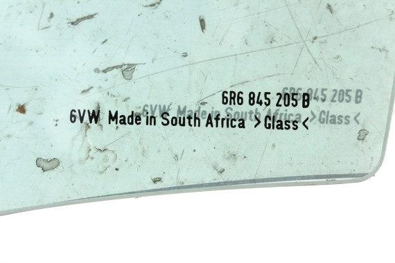 VW POLO SZYBA DRZWI LEWE 6R6845205B lewa TYŁ tylne 6R6 845 205 B rok 2013  E11  AS2 zielona drzwiowa  6R4 6R6 6R 6C