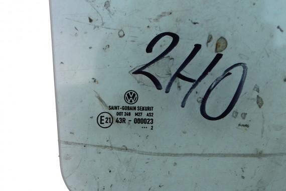 VW AMAROK SZYBA DRZWI PRAWE 2H7845206 prawa TYŁ tylne 2H7 845 206  rok 2012  E21  AS2 zielona drzwiowa  2H, 2H6