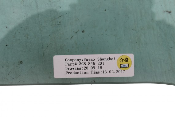 VW ARTEON SZYBA DRZWI LEWE 3G8845201 3G8845201B lewa przód przednia kierowcy 3G8 845 201 B rok 2017 E4 AS2 zielony drzwiowa  3G8