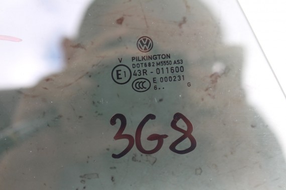 VW ARTEON SZYBA DRZWI LEWE 3G8845205  3G8845205C  lewa TYŁ tylne 3G8 845 205 C rok 2016 E1 przyciemniana drzwiowa 3G8