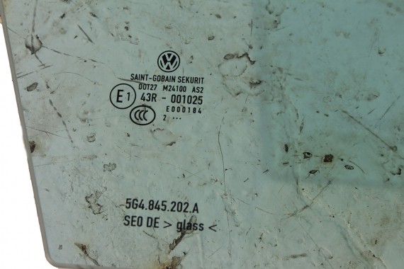 VW GOLF 7 SZYBA DRZWI PRAWE 5G4845202A prawa przód przednia pasażera 5G4845202 5G4845202B 5G4 845 202 2012 E1 drzwiowa 4D 5G