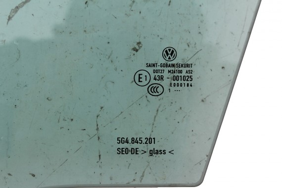 VW GOLF 7 SZYBA DRZWI LEWE 5G4845201 lewa przód przednia kierowcy 5G4845201A 5G4845201B 5G4 845 201 2011 zielony drzwiowa 5G 5G4