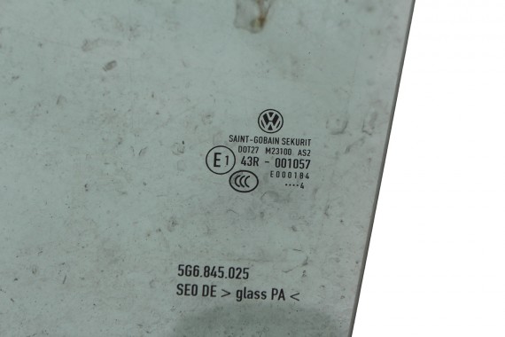 VW GOLF 7 VII SZYBA DRZWI LEWE 5G6845025 lewa tył tylna 5G6 845 025 rok 2014  zielony E1 AS2 drzwiowa 5G 5G4 5G6 FL