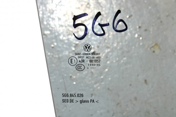 VW GOLF 7 VII SZYBA DRZWI PRAWE 5G6845026 prawa tył tylna 5G6 845 026 rok 2014 zielony E1 AS2 drzwiowa 5G 5G4 5G6 FL