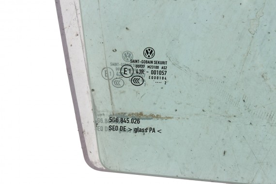 VW GOLF 7 VII SZYBA DRZWI PRAWE 5G6845026 prawa tył tylna 5G6 845 026 rok 2012 zielony E1 AS2 drzwiowa 5G 5G4 5G6 FL 5G6845026