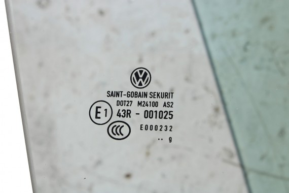 VW GOLF 6 PLUS SZYBA DRZWI PRAWE 5M0845202 prawa przód przednia pasażera 5M0845202A 5M0 845 202  2009 zielony E1 AS2 drzwiowa 5M