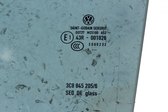 VW PASSAT CC SZYBA DRZWI LEWE 3C8845205 lewa tył tylna 3C8 845 205  rok 2007 kolor zielony E1 AS2 drzwiowa 3C 3C8