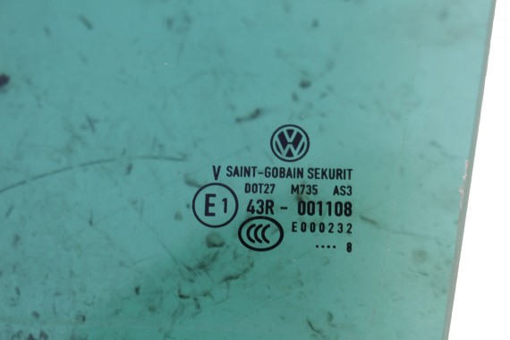 VW TIGUAN SZYBA DRZWI LEWE 5N0845025A lewa tył tylna 5N0 845 025 A  2008 kolor zielony przyciemniany E1 AS3 drzwiowa 5N 2008- FL