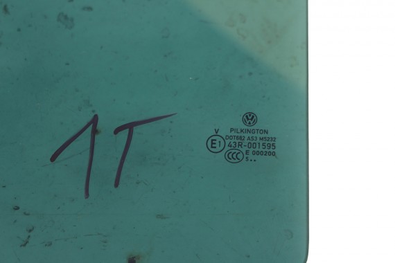 VW TOURAN SZYBA DRZWI PRAWE 1T0845025 1T0845026 tył tylna 1T0 845 026 rok 2005 zielony przyciemniany E1 AS3 drzwiowa 1T0845025