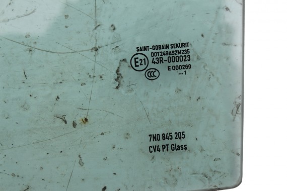 VW SEAT SZYBA DRZWI LEWE 7N0845201  lewa tył  tylna 7N0 845 205 rok 2011 kolor E21 AS2  zielony drzwiowa  SHARAN ALHAMBRA 7N