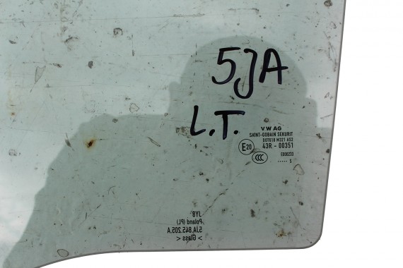 SEAT TOLEDO SKODA RAPID SZYBA DRZWI LEWE 5JA845205A lewa tył tylna 5JA 845 205 A  rok 2015 kolor  E20 AS2 zielony drzwiowa 5JA