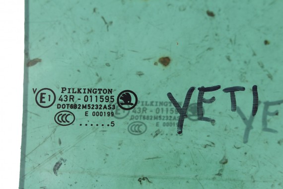 SKODA YETI SZYBA DRZWI PRAWE 5L0845206B prawa tył tylna 5L0 845 206 B 2015 E1 AS3 zielona przyciemniana 5L 5L0845206B 5L0845206B