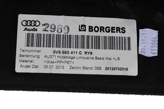 AUDI A3 SEDAN PÓŁKA TYLNA 8V5863411C 8V5863411B 8V5863411H BAGAŻNIKA 8V5 863 411 Kolor: RY9 8V8V5863411J 8V5863411H 8V5863411
