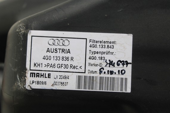 AUDI A6 A7 FILTR POWIETRZA OBUDOWA 4G0133836R 4G0133836AB 4G0133843 4G0 133 836 3.0 TFSi benzyna 4G LIFT 4G0133836AB 4G0133836