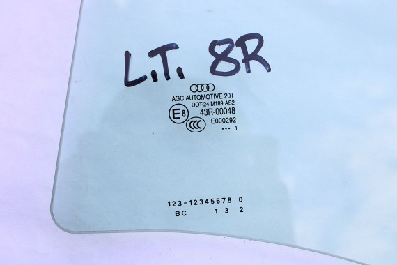 AUDI Q5 SZYBA DRZWI LEWE 8R0845205  lewa tylna drzwiowa rok produkcji 2011 kolor zielony E6 AS2 8R0 845 205 8R tył tylna