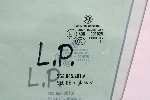 VW GOLF 7 SZYBA DRZWI LEWE 5G4845201 lewa przód przednia kierowcy 5G4845201A 5G4845201B 5G4 845 201 2012 zielony drzwiowa 5G VII
