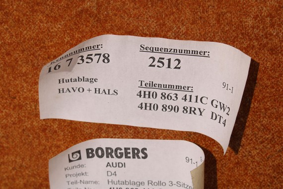 AUDI A8 TAPICERKA PÓŁKI TYLNEJ 4H0863411C półka tylna tył Kolor GW2 szary tytanowy 4H0863411C d4 4H0863411L 4H0863411C 4H0863411