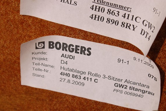 AUDI A8 TAPICERKA PÓŁKI TYLNEJ 4H0863411C półka tylna tył Kolor GW2 szary tytanowy 4H0863411C d4 4H0863411L 4H0863411C 4H0863411