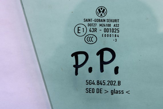 VW GOLF 7 SZYBA DRZWI PRAWE 5G4845202B prawa przód przednia pasażera 5G4845202A 5G4845202 5G4 845 202 2013 zielony drzwiowa VII