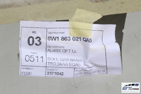 AUDI A4 WYKŁADZINA DYWAN PODŁOGI 8W1863021 8W1863021A 8W1 863 021 8W1863021 8W1863021A 8W1863021 8W1863021A 8W1863021 8W1863021A