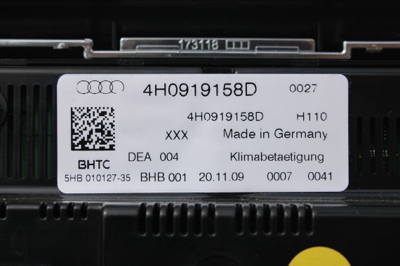 AUDI A8 PANEL KLIMATYZACJI TYŁ 4H0919158D 4H0919158K moduł sterownik nawiewu klimy 4H0 919 158 D 4H0919158D 4H0919158K 4H0919158