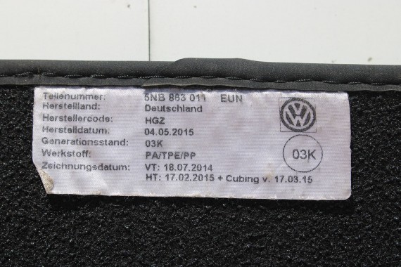 VW TIGUAN II DYWANIKI PODŁOGI 5NB863011 wycieraczki EUN czarny ZESTAW DYWANIKÓW 5NB 863 011 5NA 5NB863011 5NB863011  5NB863011
