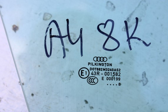 AUDI A4 SZYBA DRZWI PRAWE 8K0845202 prawa przód przednia 8K0 845 201 rok 2008 kolor E1 AS2 drzwiowa 8K0845202B 8K0845202C 8K B8