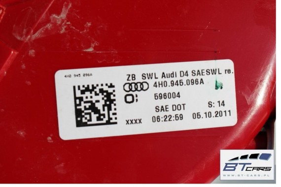 AUDI A8 LAMPA TYŁ TYLNA 4H0945095A 4H0945096A d4 4H0 945 095 USA 4H0945095A 4H0945096A błotnika 4H0945095A 4H0945096 4H0945095