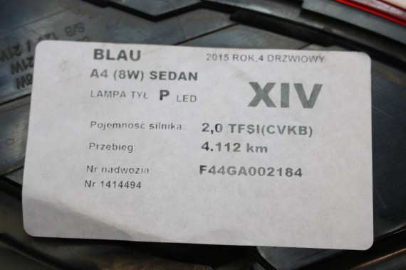 AUDI A4 SEDAN LAMPY TYLNE TYŁ lampa 8W5945069 8W5945070 8W5945075A 8W5945076A 8W B9 8W5 945 069 8W5945069 8W5945070 8W5945075A