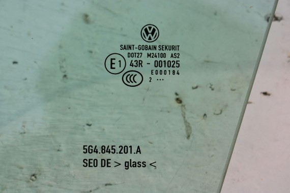 VW GOLF 7 SZYBA DRZWI LEWE 5G4845201 lewa przód przednia kierowcy 5G4845201A 5G4845201B 5G4 845 201 2012 zielony drzwiowa 5G VII