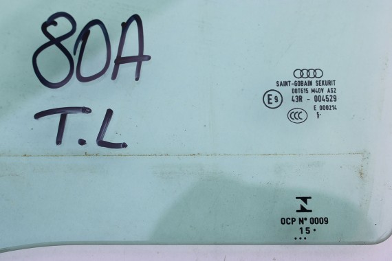 AUDI Q5 SZYBA DRZWI LEWE 80A845205 lewa tylna drzwiowa rok produkcji 2015 zielona E9 AS2 80A 845 205  80A FY