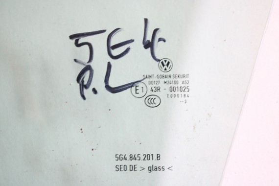 VW GOLF 7 SZYBA DRZWI LEWE 5G4845201B lewa przód przednia kierowcy 5G4845201 5G4845201A 5G4 2013 zielony drzwiowa 5G E1 AS2 VII