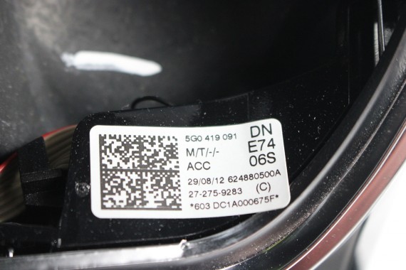 VW GOLF VII 7 PASSAT B8 KIEROWNICA BIEGI 5G0419091DN 5G0419091GF 5G0 419 091 DN 5G0 419 091 GF Kolor: E74 - czarny POLO